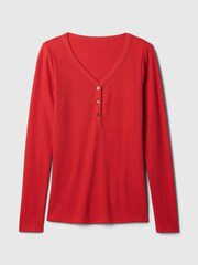 Gap Red Waffle Knit Henley Pyjama Top - Image 2 of 2