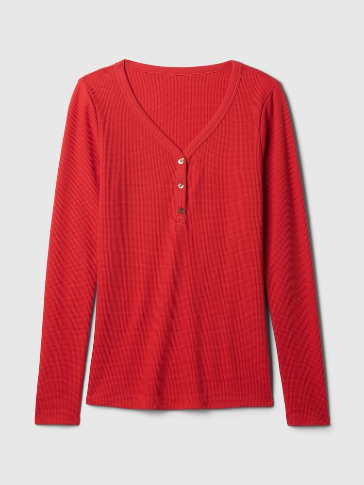 Gap Red Waffle Knit Henley Pyjama Top - Image 2 of 2