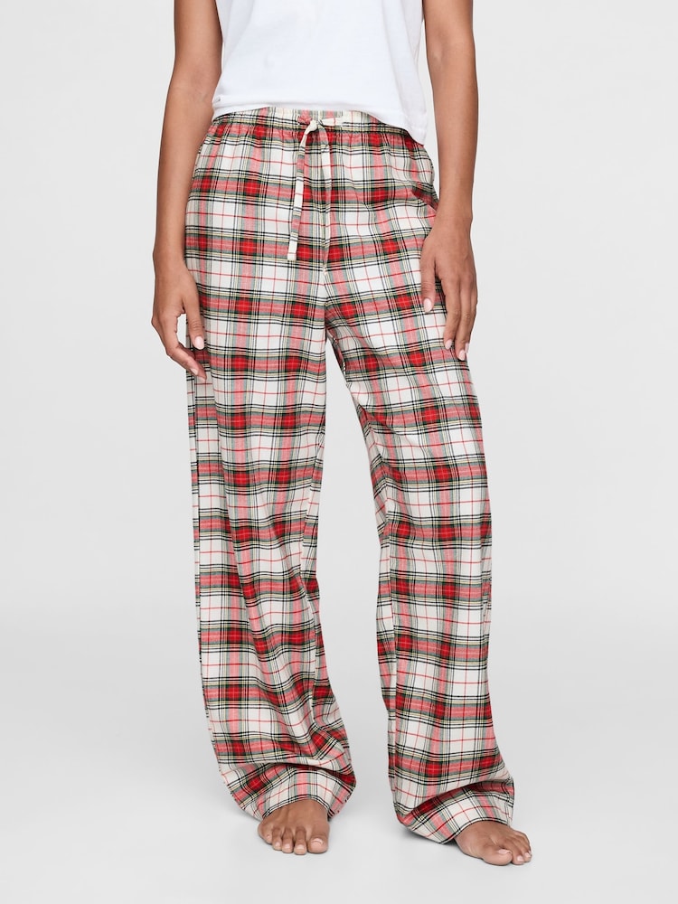 Gap Red Matching Family Christmas 100% Cotton Relaxed Traditional Check Pyjama Bottoms - Image 2 of 5