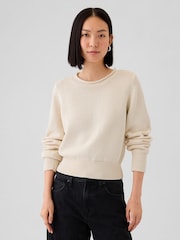 Gap Cream Soft Cotton Shrunken Roll Neck Jumper - Image 1 of 5