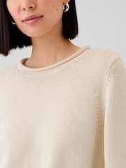 Gap Cream Soft Cotton Shrunken Roll Neck Jumper - Image 4 of 5