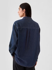 Gap Dark Wash Blue Chambray Denim Oversized Shirt - Image 2 of 5