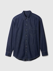 Gap Dark Wash Blue Chambray Denim Oversized Shirt - Image 5 of 5