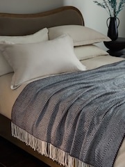 Black/White Herringbone Cosy Throw - Image 1 of 6