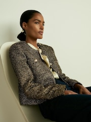 Reiss Gold Wynee Lamé-Tweed Jacket - Image 3 of 8