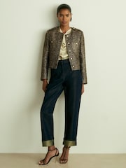 Reiss Gold Wynee Lamé-Tweed Jacket - Image 4 of 8