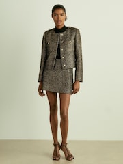 Reiss Gold Wynee Lamé-Tweed Jacket - Image 6 of 8