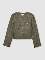 Chaqueta corta de punto con efecto metalizado Wynee de Reiss - Imagen 2 de 9