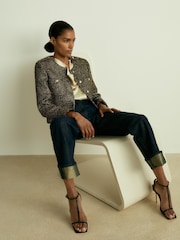 Chaqueta corta de punto con efecto metalizado Wynee de Reiss - Imagen 3 de 9