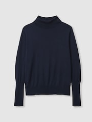 Reiss Navy Wren Roll-Neck Jumper With Cashmere - Image 2 of 6