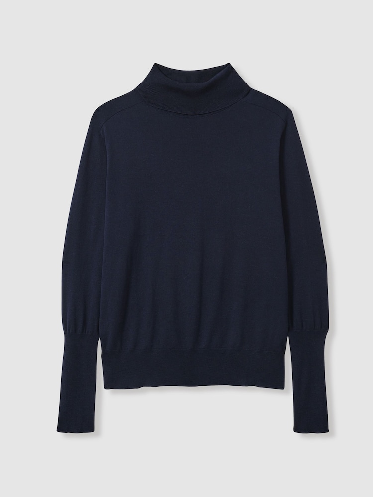 Reiss Navy Wren Roll-Neck Jumper With Cashmere - Image 2 of 6