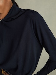 Reiss Navy Wren Roll-Neck Jumper With Cashmere - Image 4 of 6