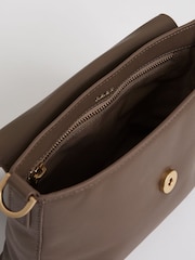 Reiss Taupe Selena Leather Flap Crossbody Bag - Image 3 of 5