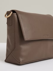 Reiss Taupe Selena Leather Flap Crossbody Bag - Image 5 of 5