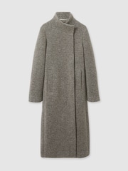 Reiss Grey Dahlia Knitted Funnel-Neck Coat - Image 2 of 6