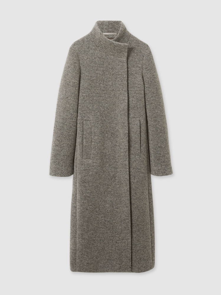 Reiss Grey Dahlia Knitted Funnel-Neck Coat - Image 2 of 6