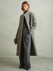 Reiss Grey Dahlia Knitted Funnel-Neck Coat - Image 3 of 6