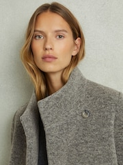 Reiss Grey Dahlia Knitted Funnel-Neck Coat - Image 4 of 6