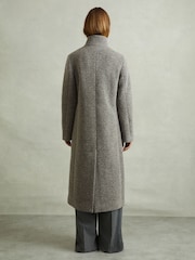 Reiss Grey Dahlia Knitted Funnel-Neck Coat - Image 5 of 6
