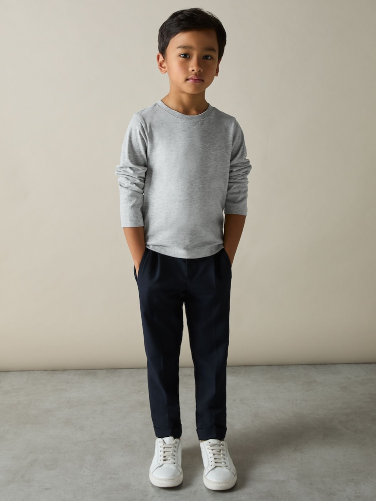 Reiss White/Soft Grey/Navy Fort 9-13 yrs Cotton-Jersey Long-Sleeve T-Shirts 3 Pack - Image 2 of 5