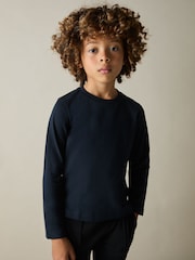 Reiss White/Soft Grey/Navy Fort 9-13 yrs Cotton-Jersey Long-Sleeve T-Shirts 3 Pack - Image 3 of 5