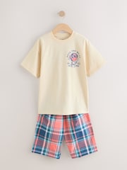 White/Blue Smile/Skate Check Woven Short Pyjamas 2 Pack (4-16yrs) - Image 2 of 6