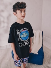 Black Football Single 100% Cotton Short Pyjamas (5-16yrs) - Image 2 of 8