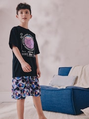 Black Football Single 100% Cotton Short Pyjamas (5-16yrs) - Image 3 of 8