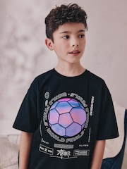 Black Football Single 100% Cotton Short Pyjamas (5-16yrs) - Image 4 of 8