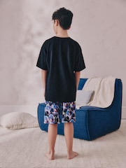 Black Football Single 100% Cotton Short Pyjamas (5-16yrs) - Image 5 of 8