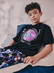 Black Football Single 100% Cotton Short Pyjamas (5-16yrs) - Image 6 of 8