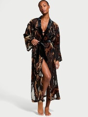 Victoria's Secret Black Leopard Burnout Long Robe - Image 1 of 3