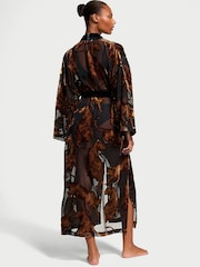 Victoria's Secret Black Leopard Burnout Long Robe - Image 2 of 3
