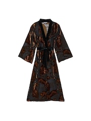 Victoria's Secret Black Leopard Burnout Long Robe - Image 3 of 3