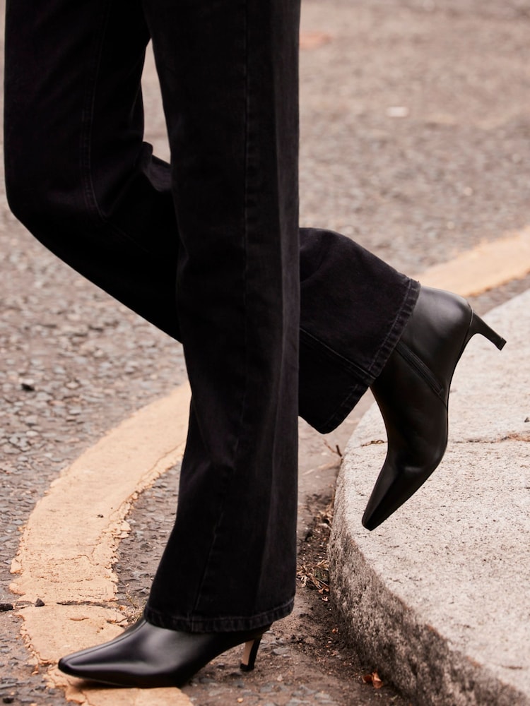 Mint Velvet Black Leather Ankle Boots - Image 1 of 3