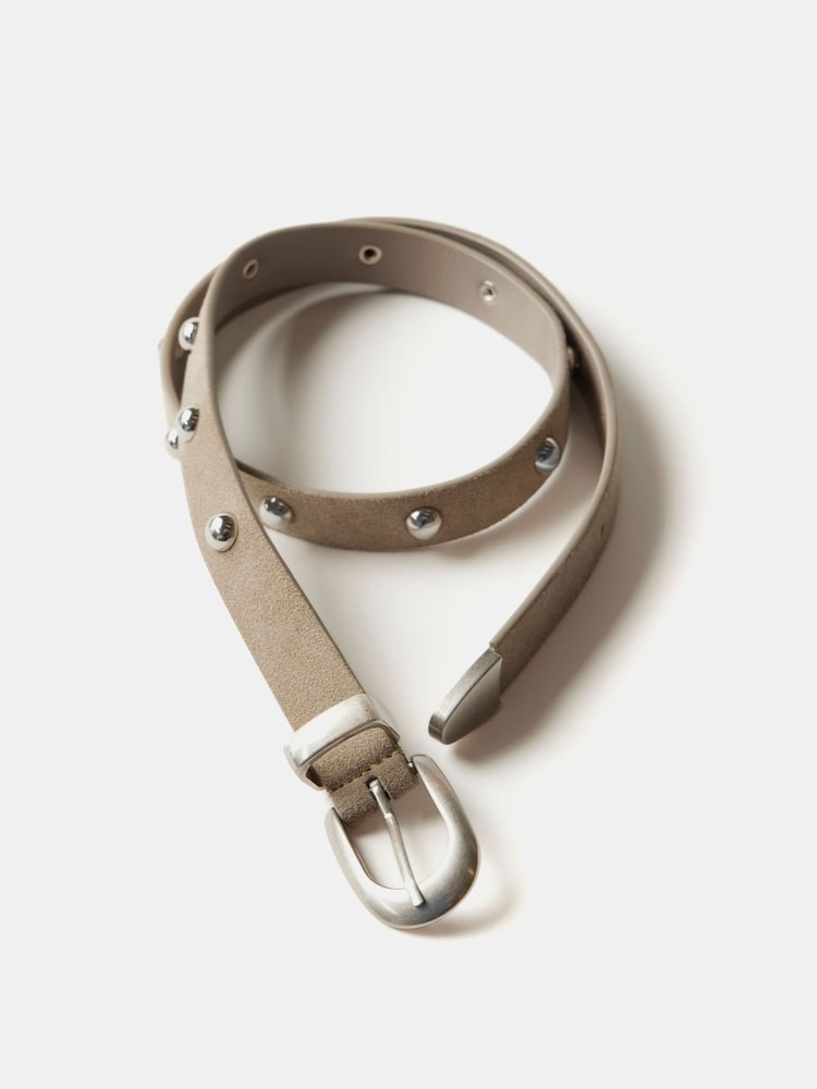 Mint Velvet Grey Suede Studded Belt - Image 2 of 4 Mint Velvet Grey Suede Studded Belt - Image 2 of 4