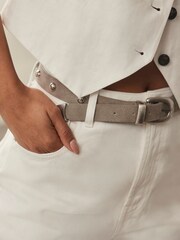 Mint Velvet Grey Suede Studded Belt - Image 4 of 4