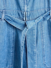 Oliver Bonas Blue Chambray Zip Through Jumpsuit - Image 6 of 6