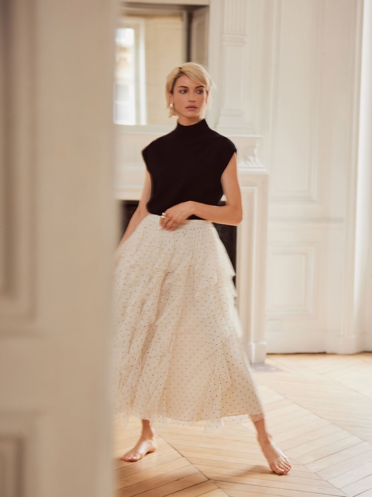 Mint Velvet Cream Polka Dot Tulle Maxi Skirt - Image 2 of 4 Mint Velvet Cream Polka Dot Tulle Maxi Skirt - Image 2 of 4