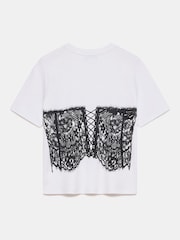 Mint Velvet White Bustier Graphic 100% Cotton Crew Neck T-Shirt - Image 4 of 4