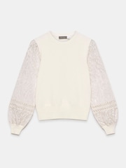 Mint Velvet White Embroidered Sleeve Jumper - Image 3 of 4