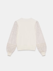 Mint Velvet White Embroidered Sleeve Jumper - Image 4 of 4