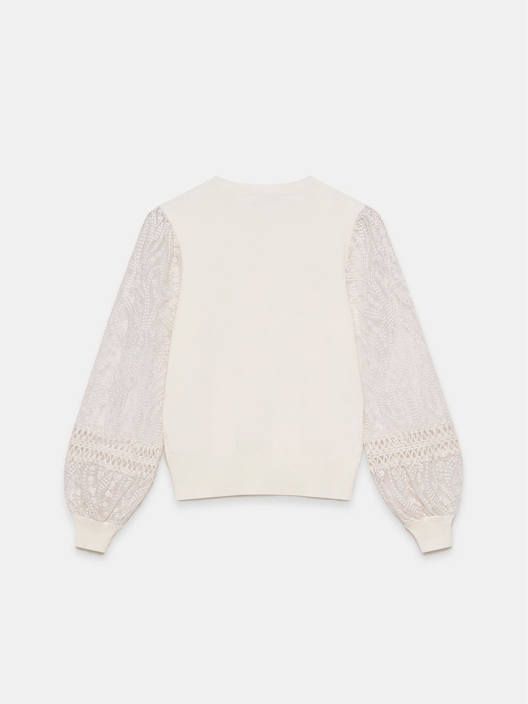 Mint Velvet White Embroidered Sleeve Jumper - Image 4 of 4