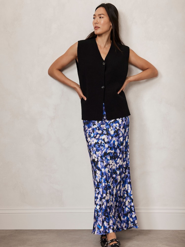 Mint Velvet Blue Abstract Print Slip Skirt - Image 2 of 4
