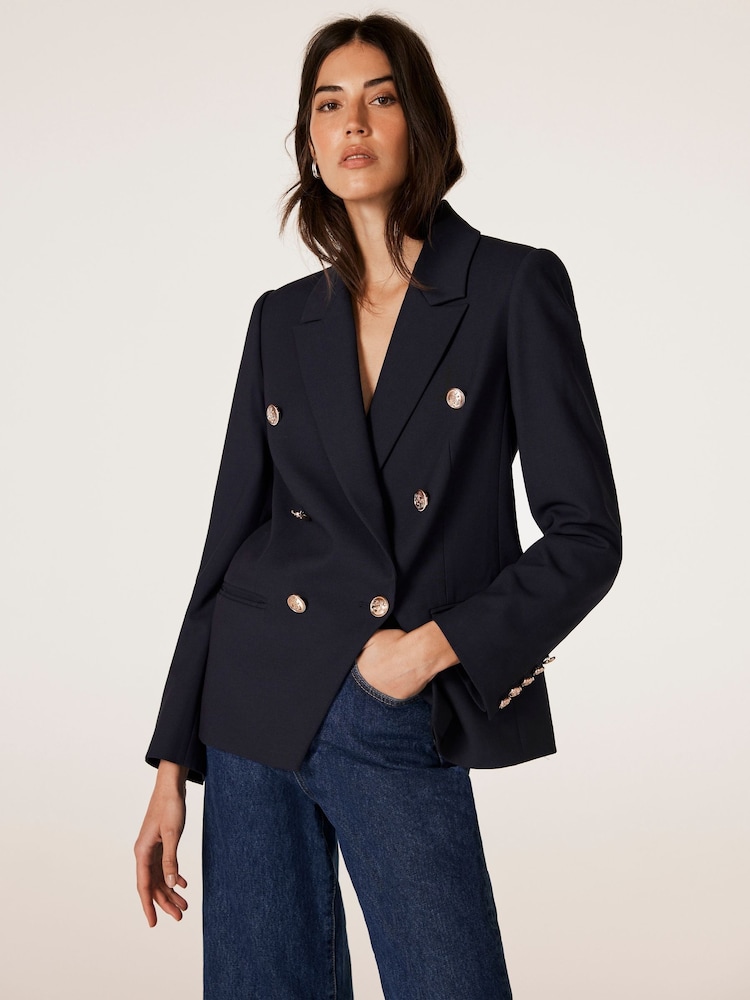 Mint Velvet Blue Double Breasted Blazer - Image 1 of 4