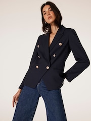 Mint Velvet Blue Double Breasted Blazer - Image 2 of 4
