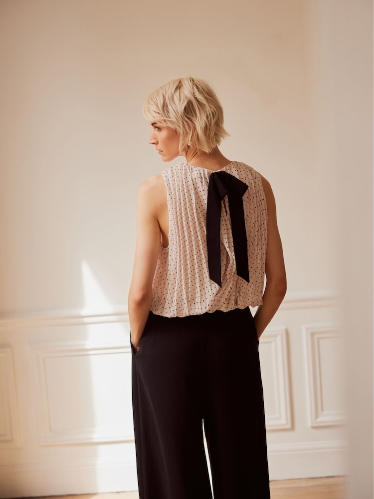 Mint Velvet Pink Pale Polka Dot Pleated Top - Image 2 of 4 Mint Velvet Pink Pale Polka Dot Pleated Top - Image 2 of 4