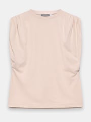 Mint Velvet Pink Ruched Shoulder 100% Cotton T-Shirt - Image 3 of 4