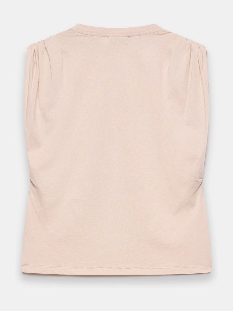Mint Velvet Pink Ruched Shoulder 100% Cotton T-Shirt - Image 4 of 4