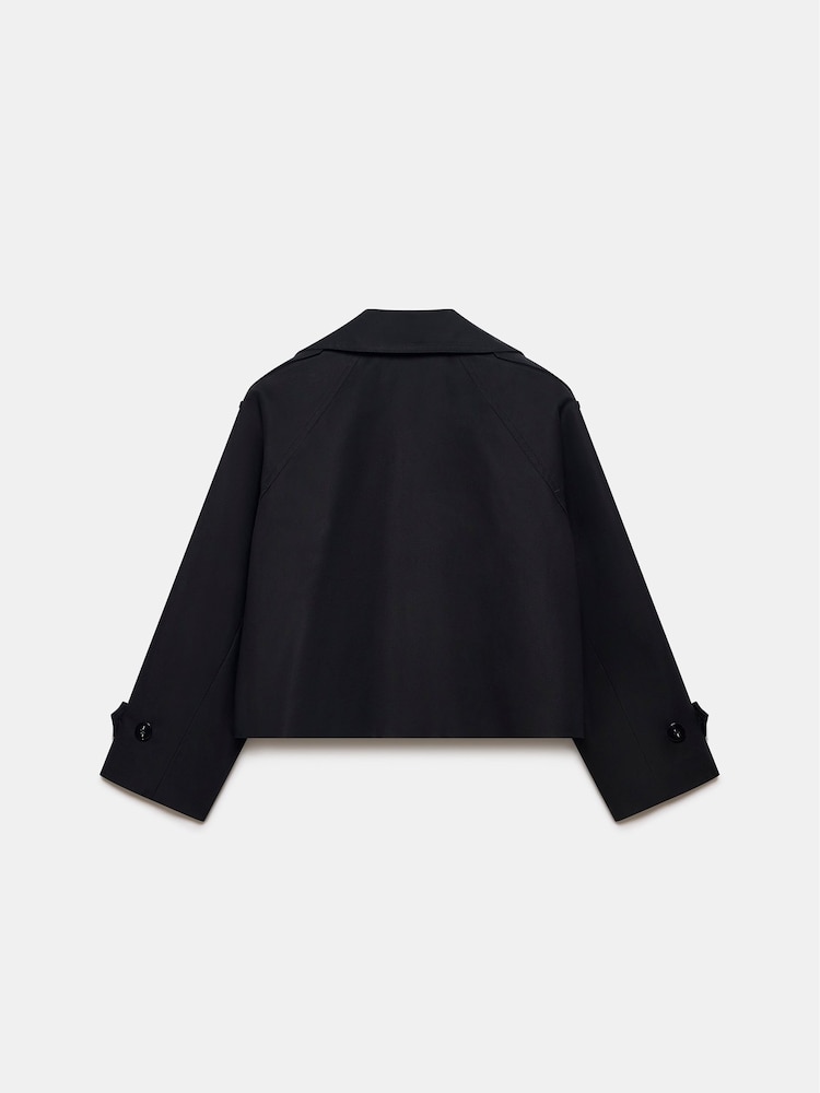 Mint Velvet Black Cropped Trench 100% Cotton Coat - Image 4 of 4 Mint Velvet Black Cropped Trench 100% Cotton Coat - Image 4 of 4